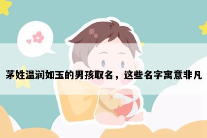 茅姓温润如玉的男孩取名，这些名字寓意非凡